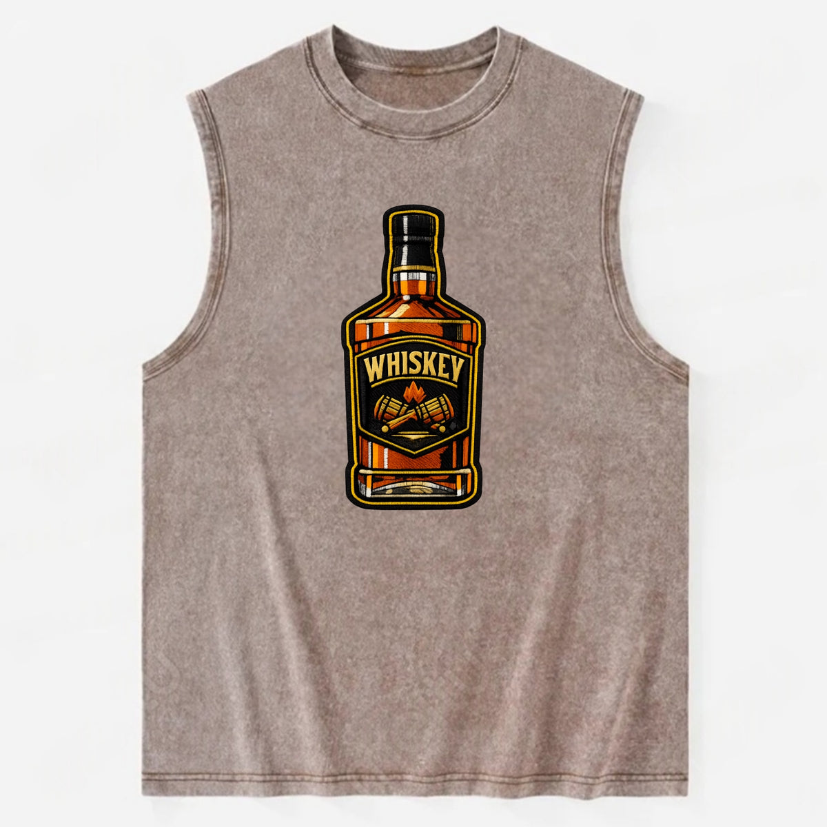 WHISKEY BOTTLE - bourbon bottle in amber and gold , spirits connoisseur - Vintage Washed Tank - Brown