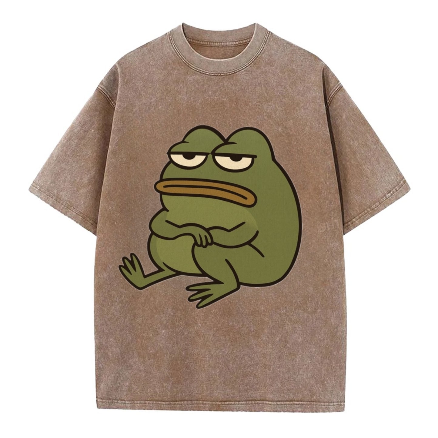 The Frog Judges Silently - Vintage T-shirt - Brown