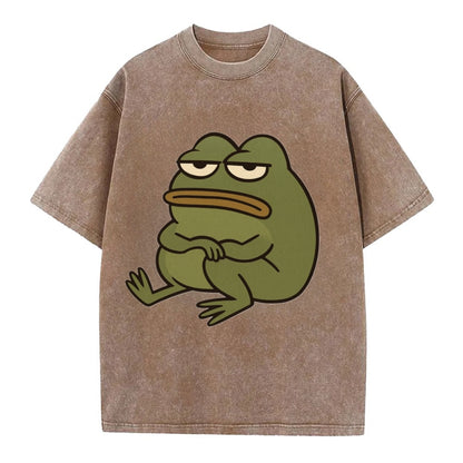 The Frog Judges Silently - Vintage T-shirt - Brown