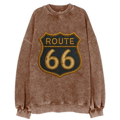 Route 66  - Vintage Sweatshirt - Brown