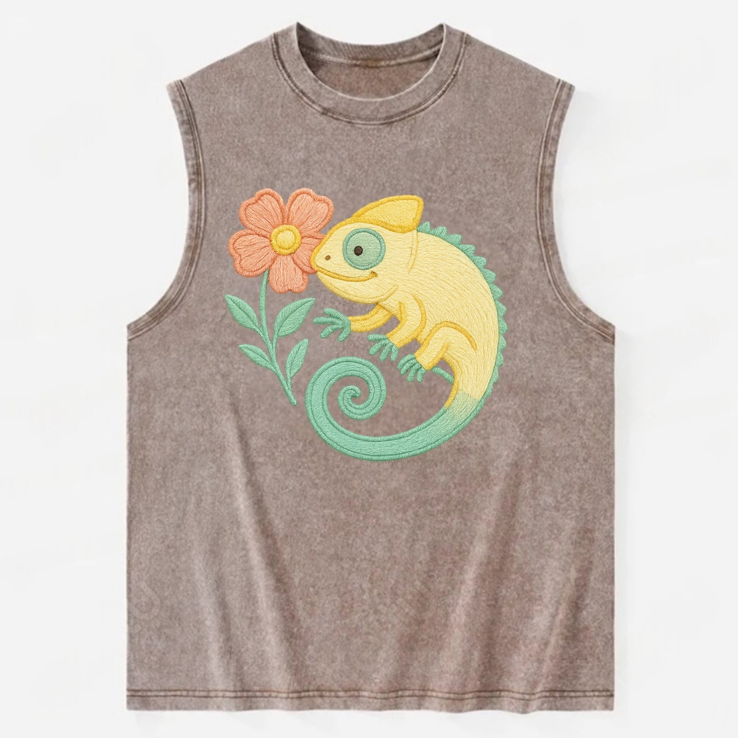 Yellow Chameleon - Vintage Washed Tank - Brown