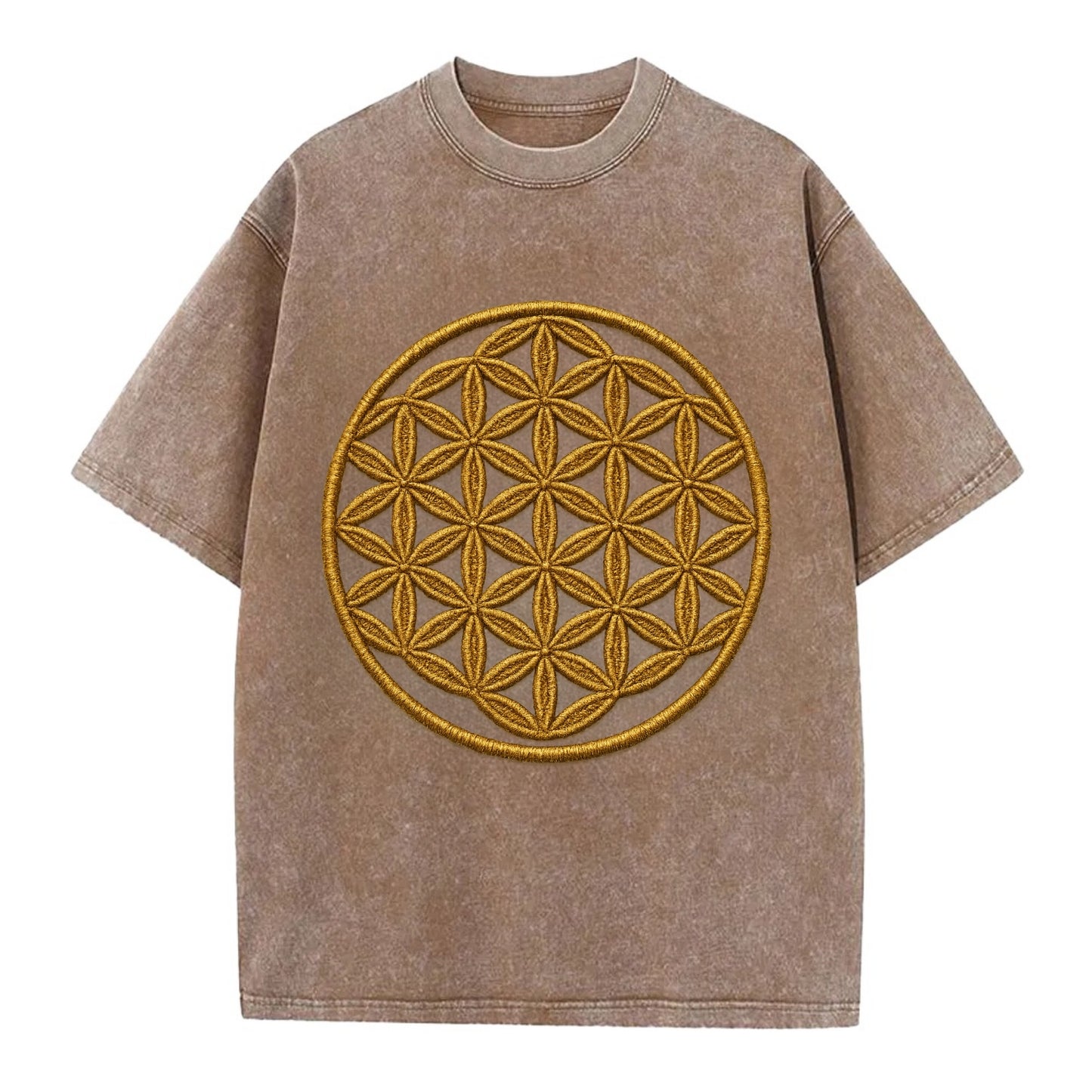 Flower of Life  - Vintage T-shirt - Brown