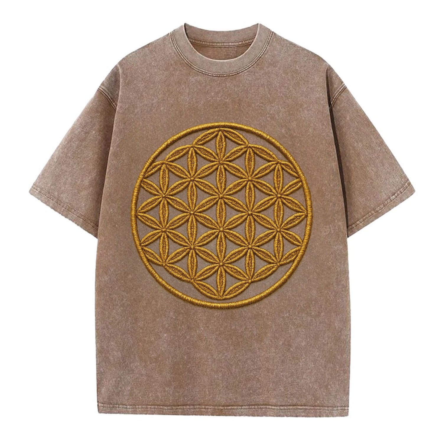 Flower of Life  - Vintage T-shirt - Brown