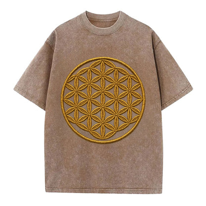 Flower of Life  - Vintage T-shirt - Brown