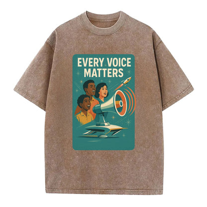 Diverse voices being heard and amplified - "Every Voice Matters" - inclusive - Vintage T-shirt - Brown