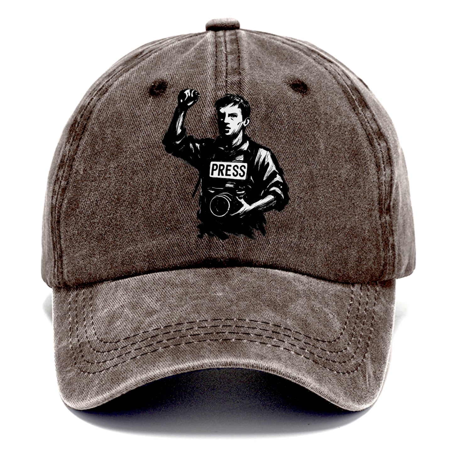 Journalist with camera - press freedom ink painting - Classic Cap - Brown