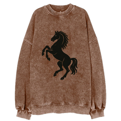 Stallion rearing on hind legs - Vintage Sweatshirt - Brown