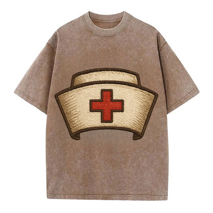 Nurse Cap  - Vintage T-shirt - Brown