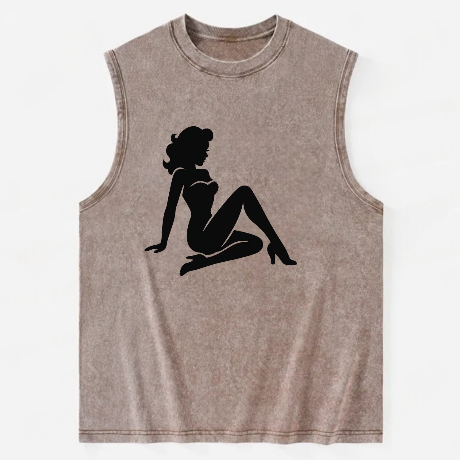 Pin-up girl classic pose - Vintage Washed Tank - Brown