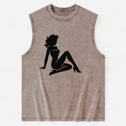 Pin-up girl classic pose - Vintage Washed Tank - Brown