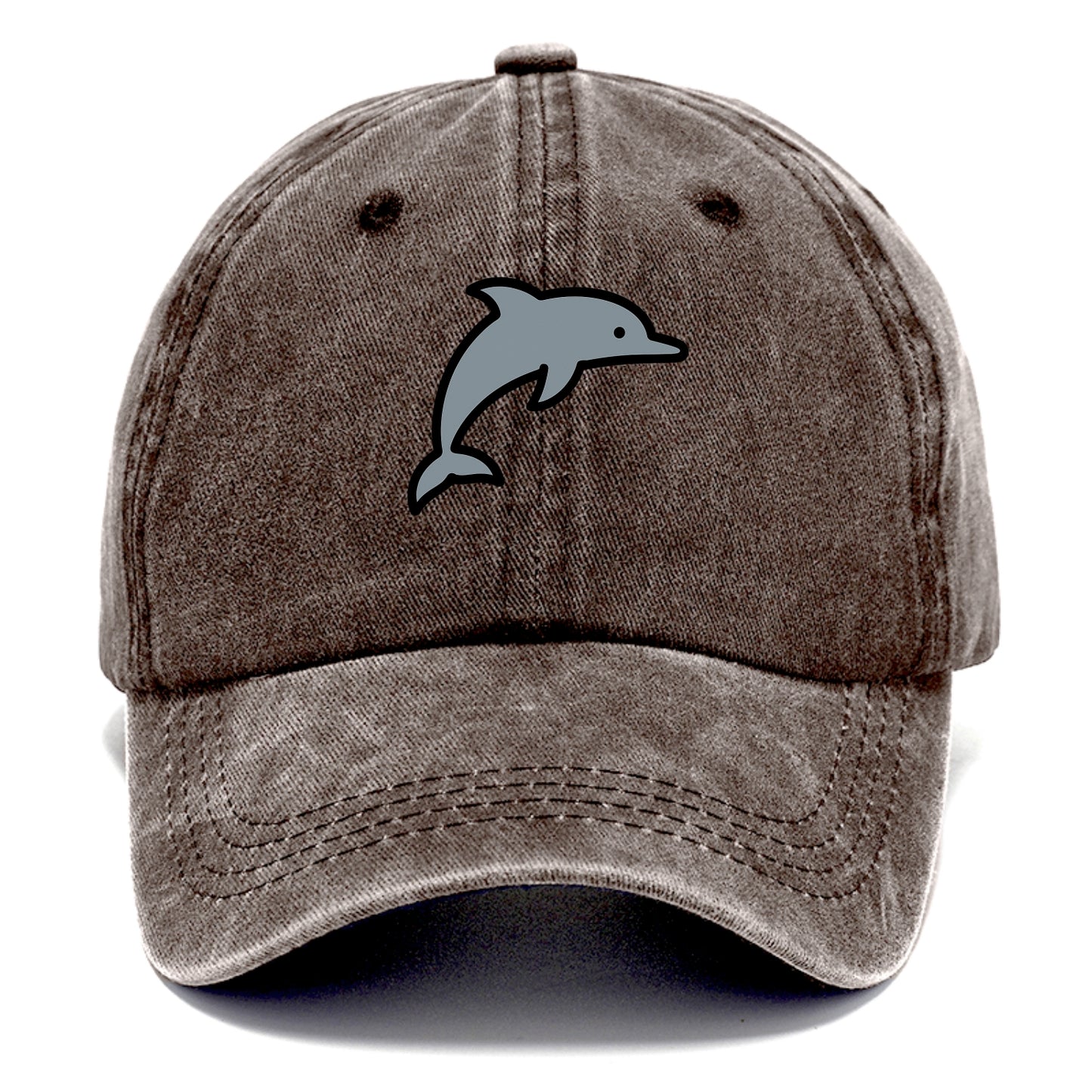 Bottlenose Dolphin - Gray jumping pose flat side profile - Classic Cap - Brown