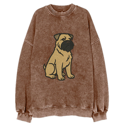 Bouvier des Flandres - Fawn rough coat embroidered design - Vintage Sweatshirt - Brown