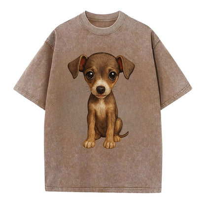Baby Italian Greyhound Puppy - sleek tiny body, long legs, gentle eyes, - Vintage T-shirt - Brown