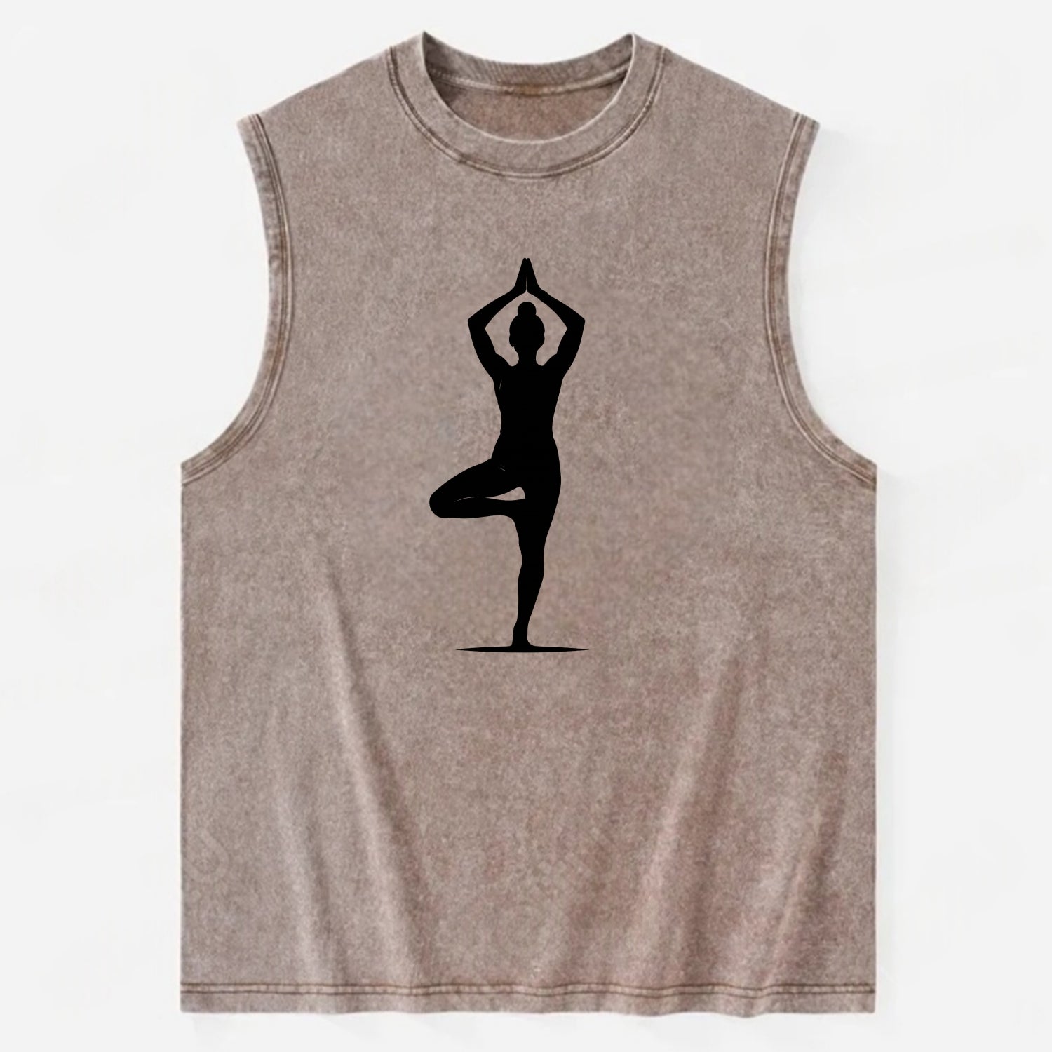 Yoga practitioner in tree pose - Vintage Washed Tank - Brown