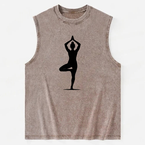 Yoga practitioner in tree pose - Vintage Washed Tank