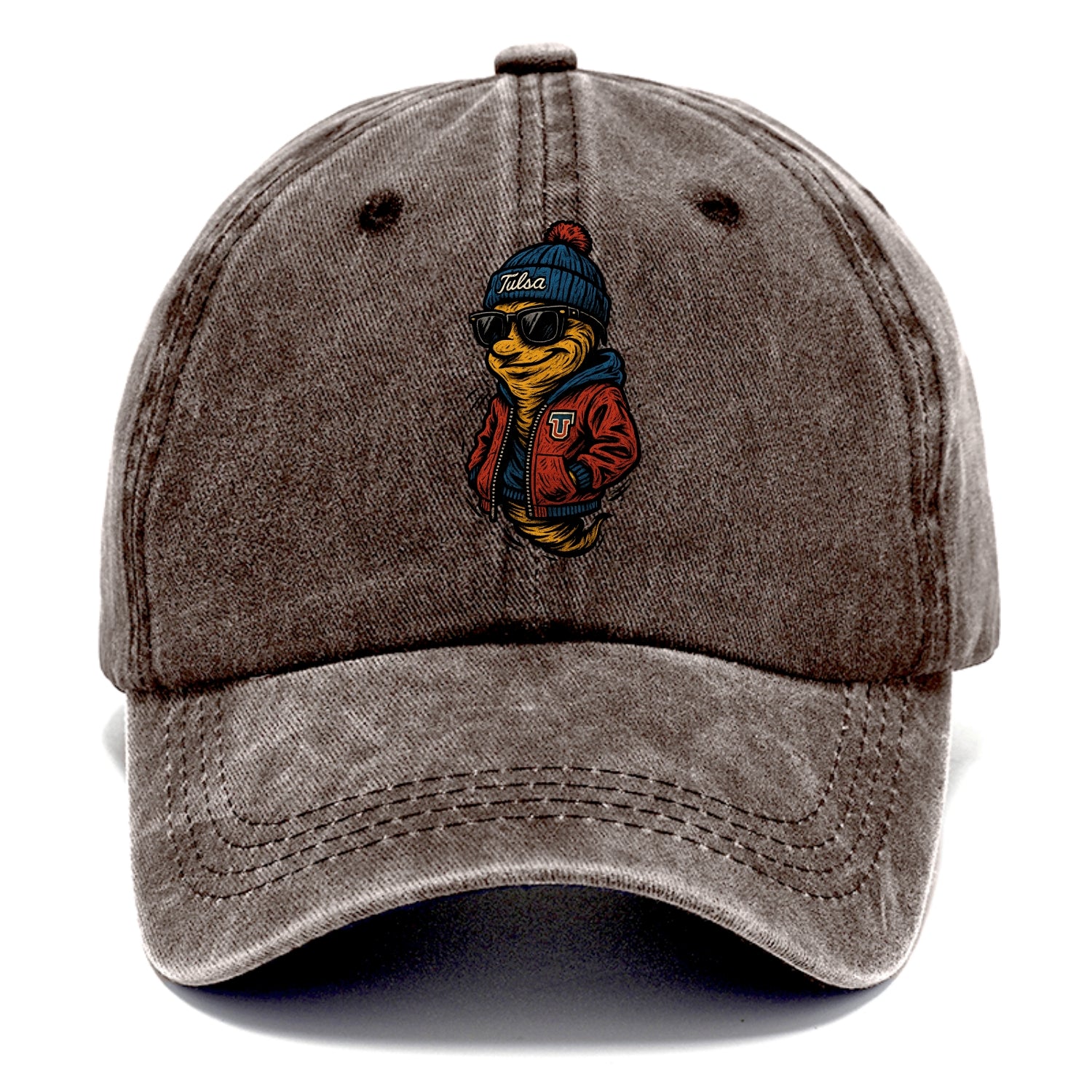 Tulsa Hurricane wearing Tulsa beanie with TU patch - Classic Cap - Brown