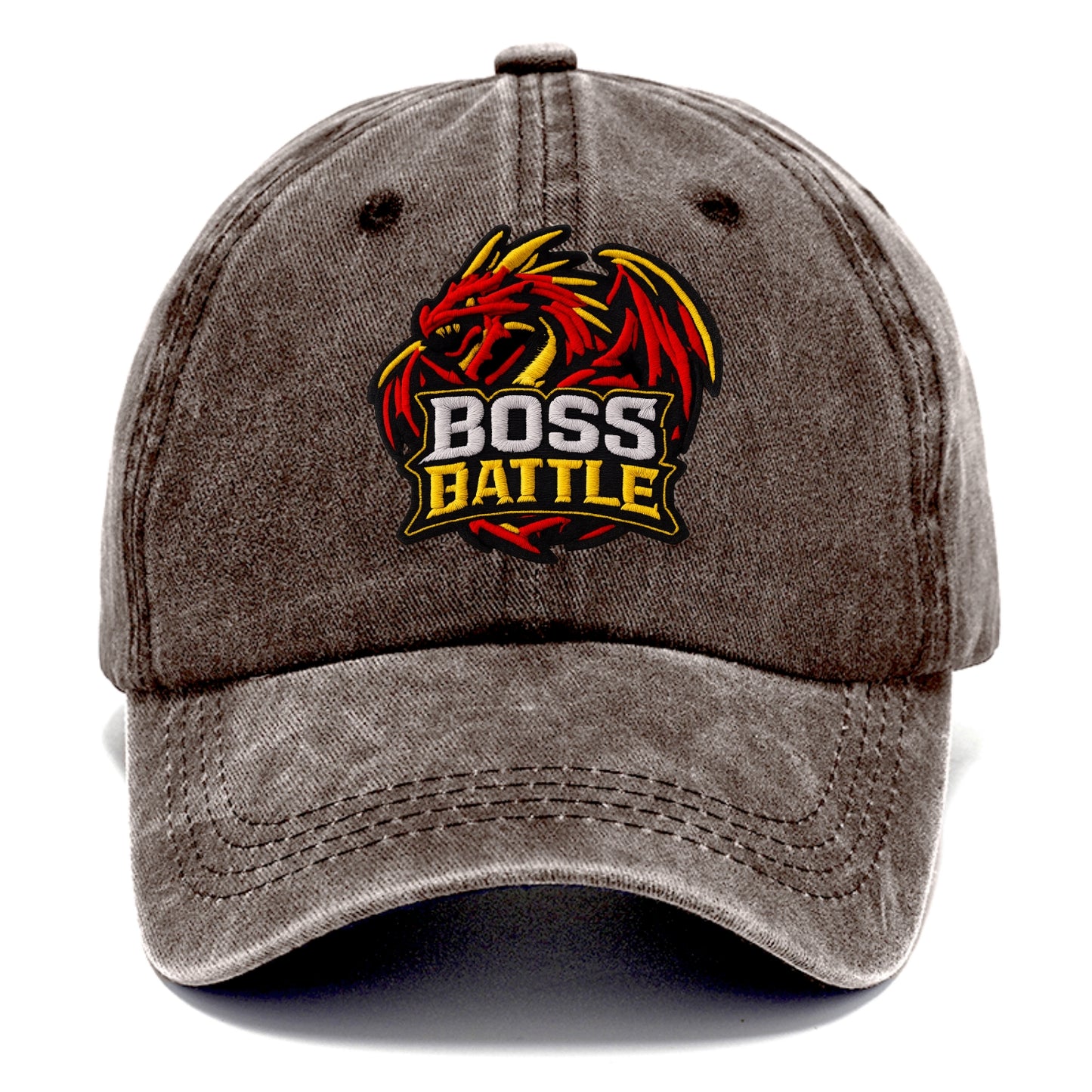 BOSS BATTLE - dragon silhouette in red and gold , raid - Classic Cap - Brown