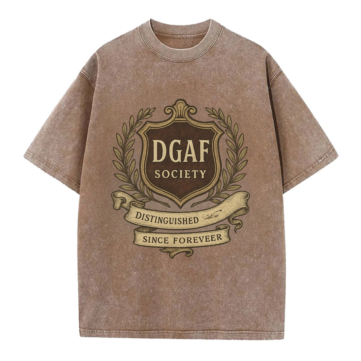 Official membership card design - "DGAF Society - Distinguished Members Since - Vintage T-shirt - Brown