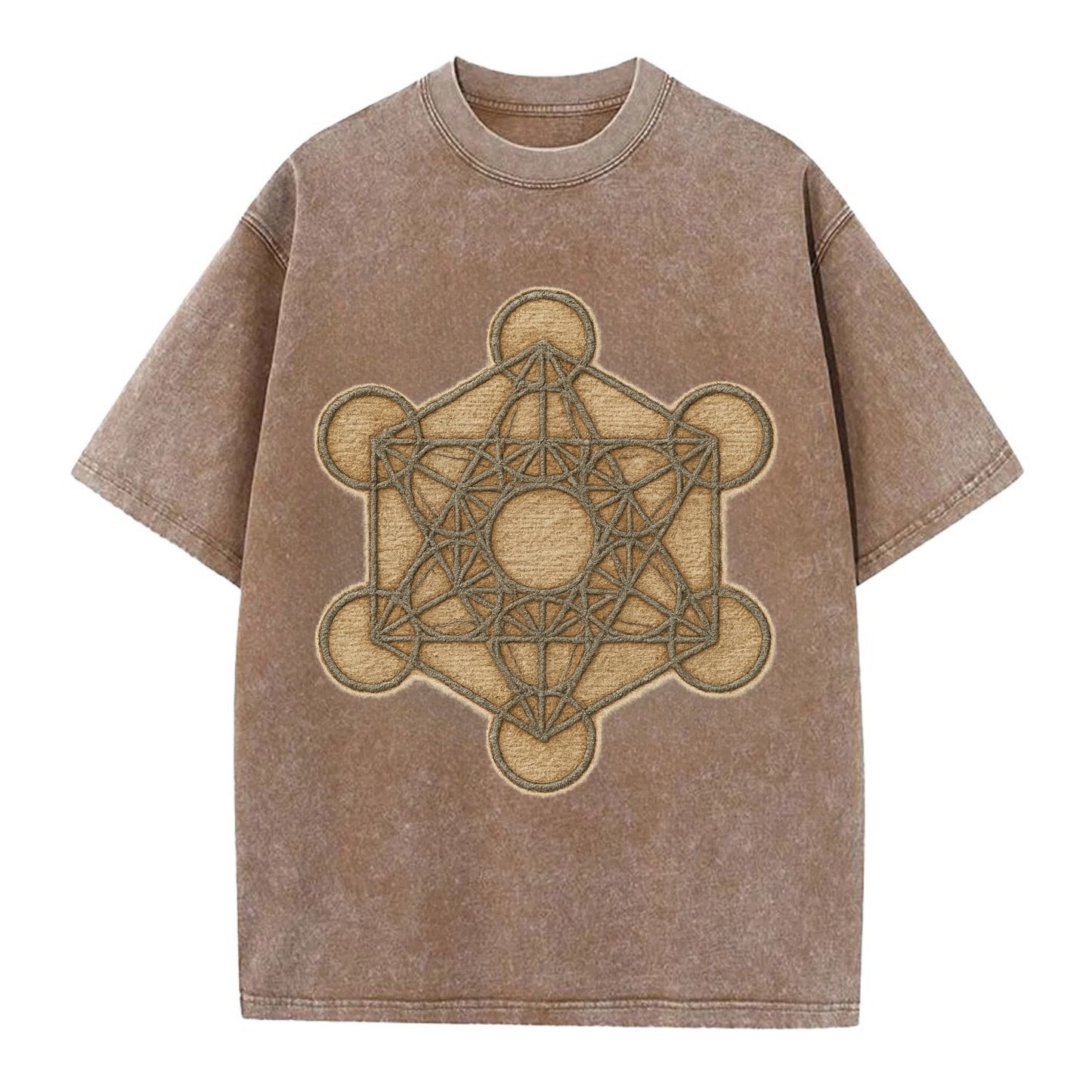 Metatron's Cube  - Vintage T-shirt - Brown