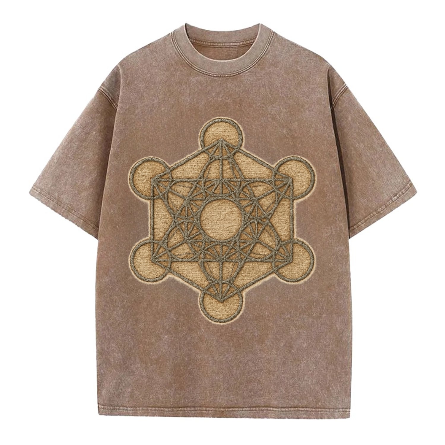 Metatron's Cube  - Vintage T-shirt - Brown