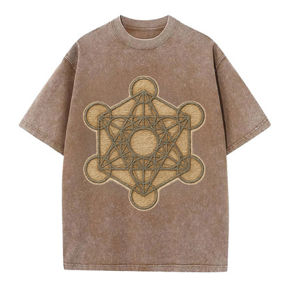 Metatron's Cube  - Vintage T-shirt - Brown