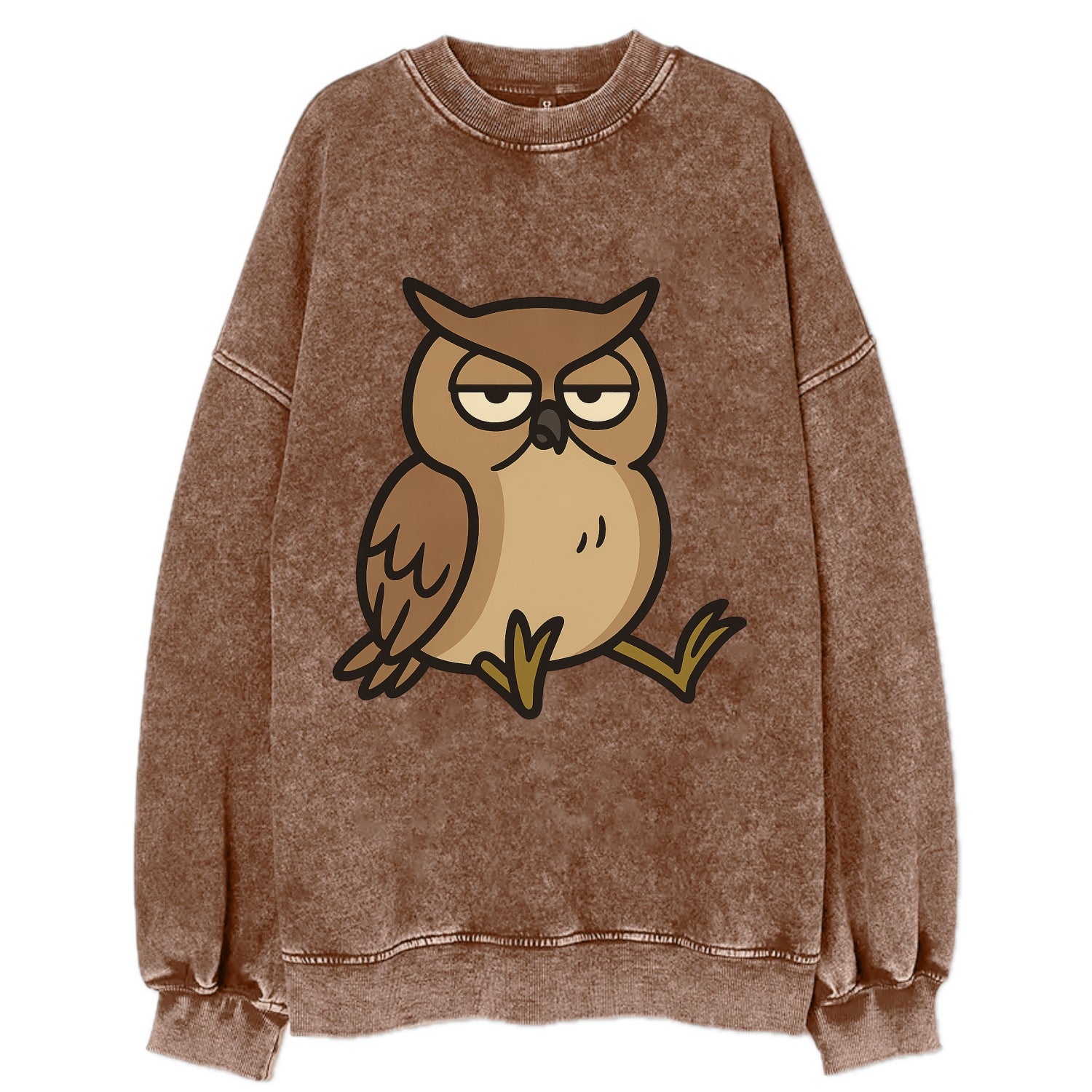The Owl Judging Silently - Vintage Sweatshirt - Brown