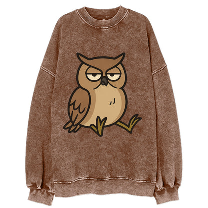 The Owl Judging Silently - Vintage Sweatshirt - Brown