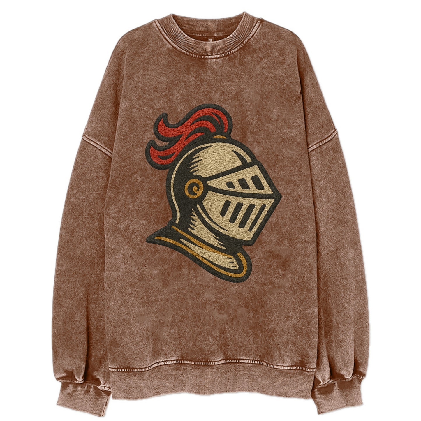 Knight Helmet  - Vintage Sweatshirt - Brown