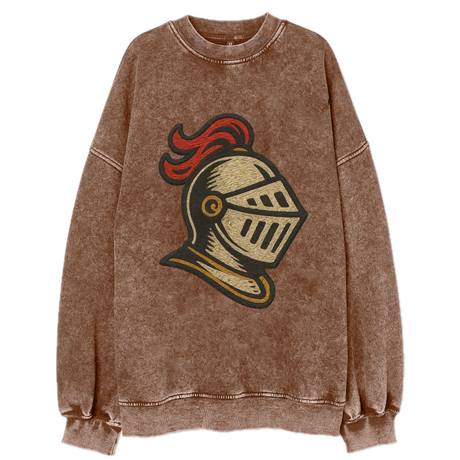 Knight Helmet  - Vintage Sweatshirt - Brown
