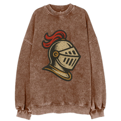 Knight Helmet  - Vintage Sweatshirt - Brown