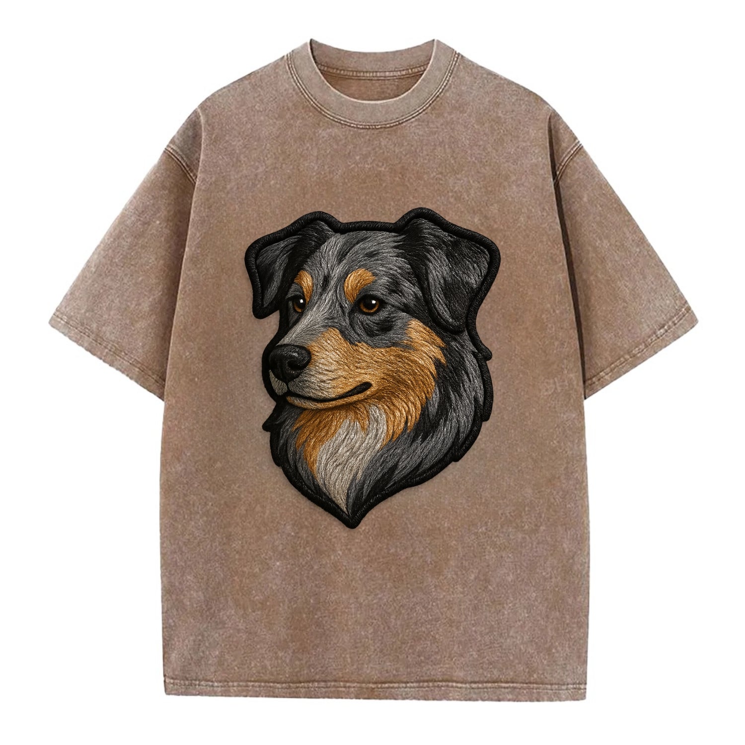 Australian Shepherd - Modern merle patte - Vintage T-shirt - Brown