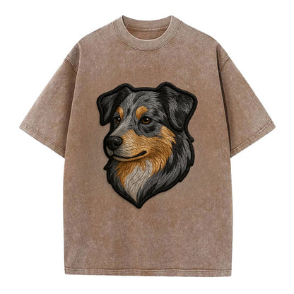 Australian Shepherd - Modern merle patte - Vintage T-shirt - Brown