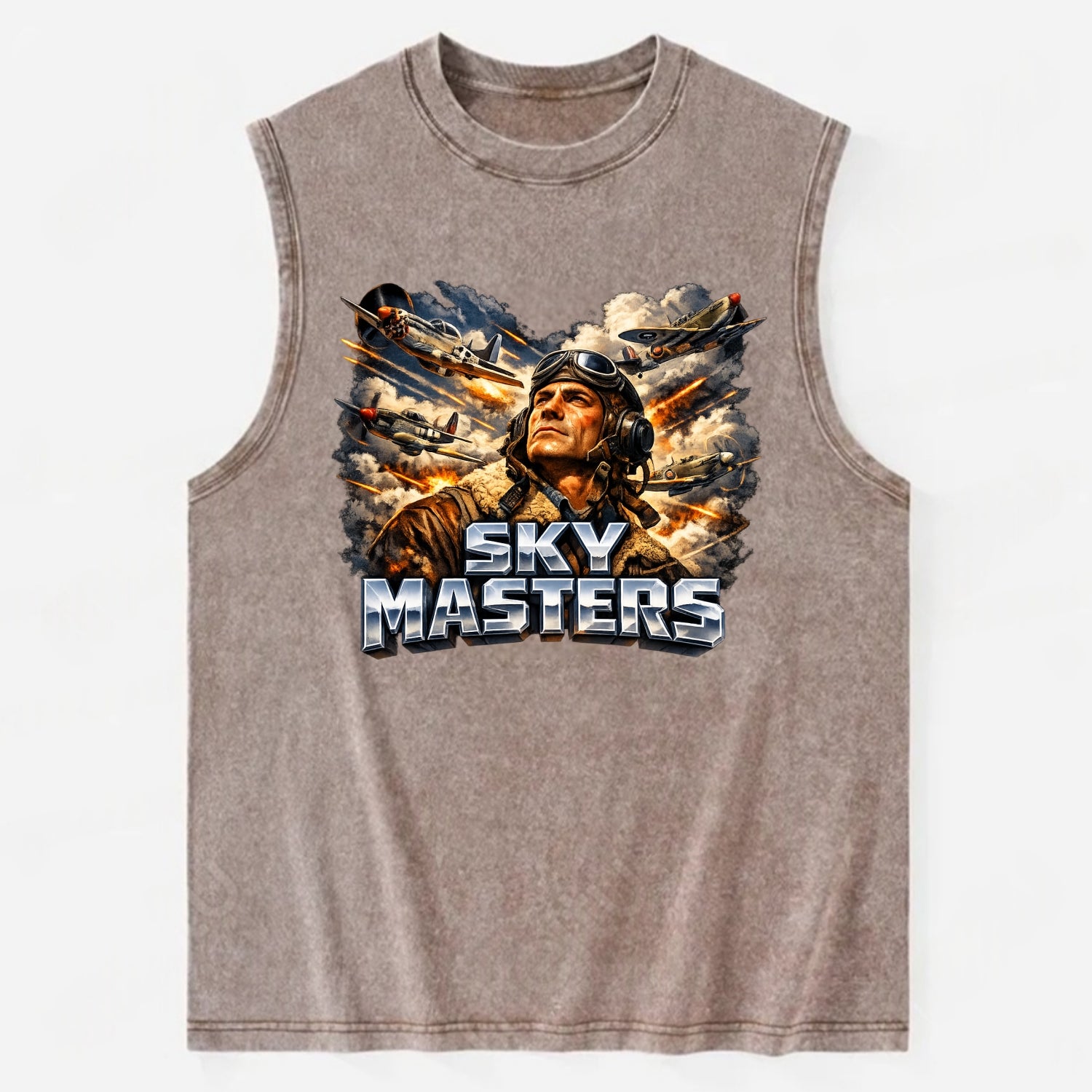 Sky Masters - Vintage Washed Tank - Brown
