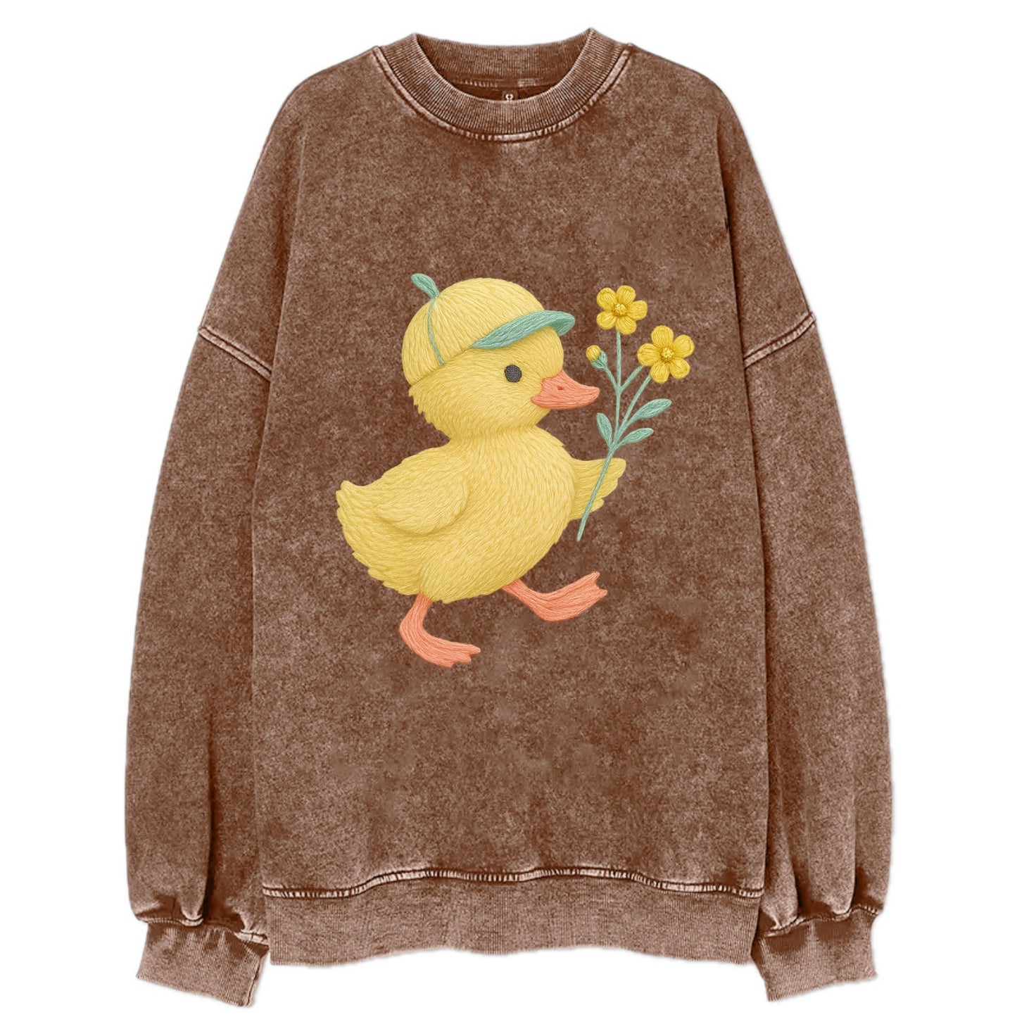 Yellow Duckling - Vintage Sweatshirt - Brown
