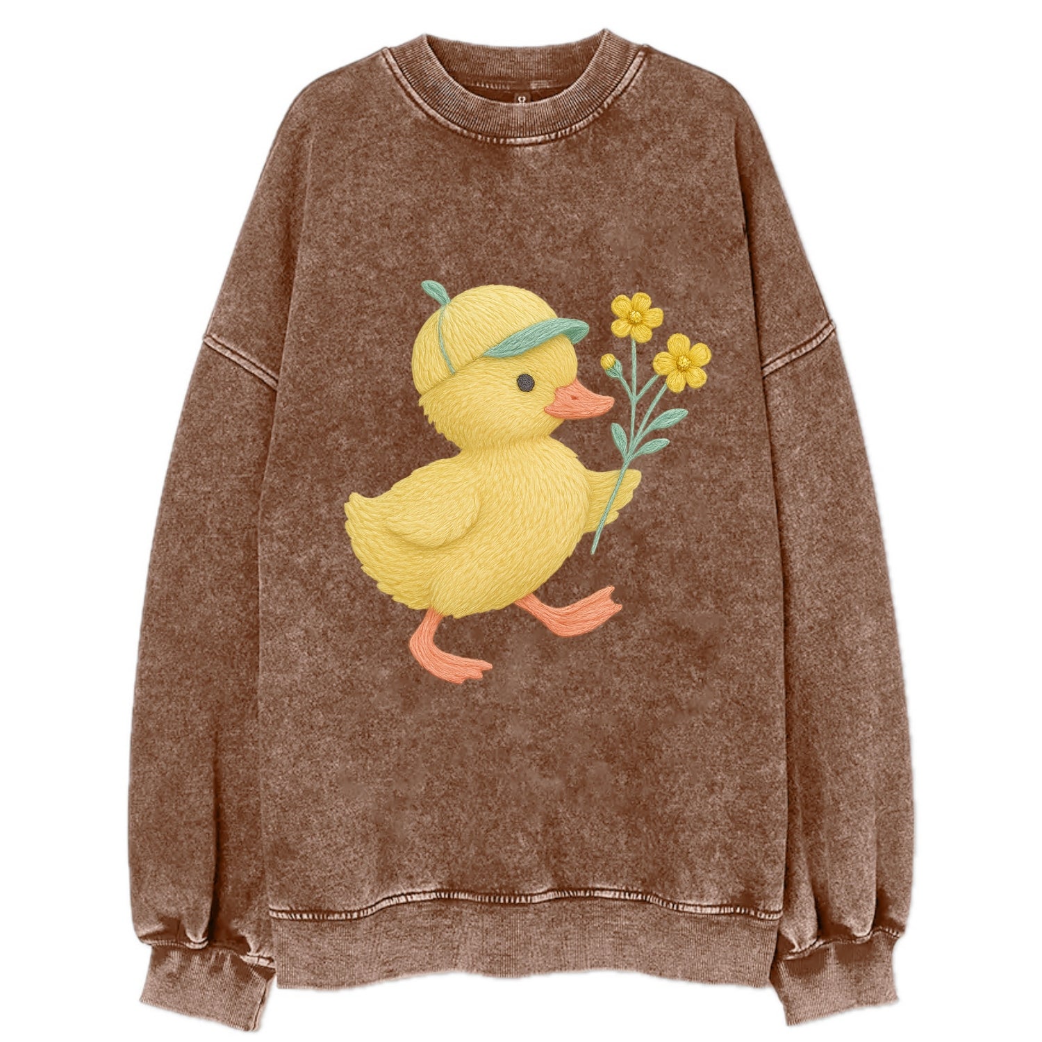Yellow Duckling - Vintage Sweatshirt - Brown