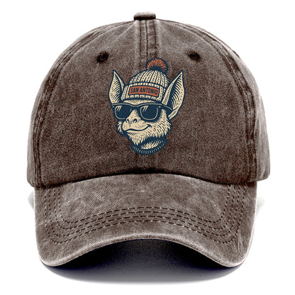 San Antonio Bat wearing San Antonio beanie with pom pom and wayfarer sunglasses - Classic Cap - Brown