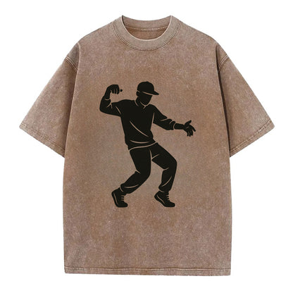 Hip-hop dancer popping and locking - Vintage T-shirt - Brown