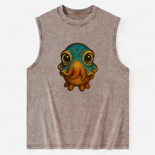 Baby Cuttlefish - color-changing skin, W-shaped pupil, front-facing, hypnotic - Vintage Washed Tank