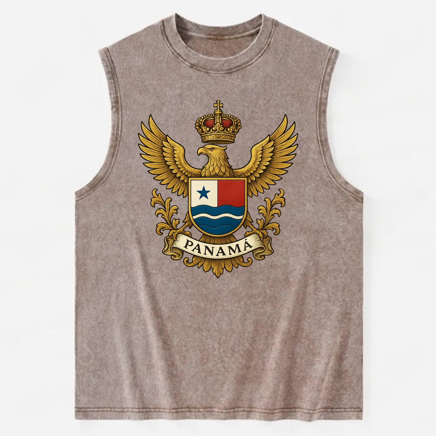 Panama Heritage Badge  - Vintage Washed Tank - Brown