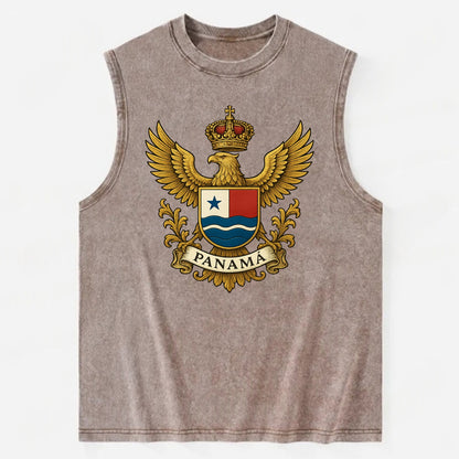 Panama Heritage Badge  - Vintage Washed Tank - Brown