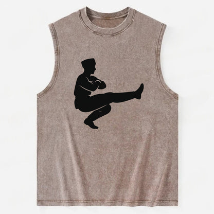 Russian Cossack dancer squat kick - Vintage Washed Tank - Brown