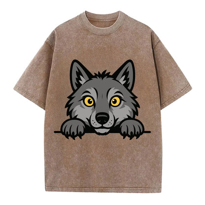 Wolf  - Vintage T-shirt - Brown