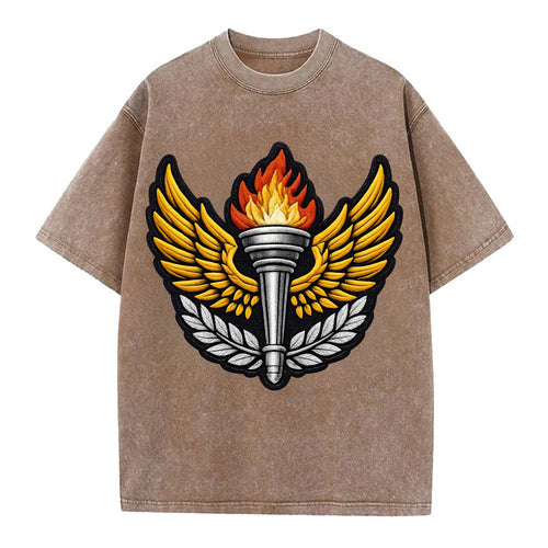 TRACK AND FIELD TORCH - Olympic style torch with wings - Vintage T-shirt