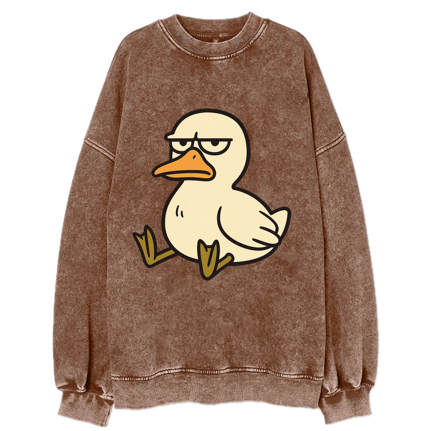 The Duck Judging Silently - Vintage Sweatshirt - Brown