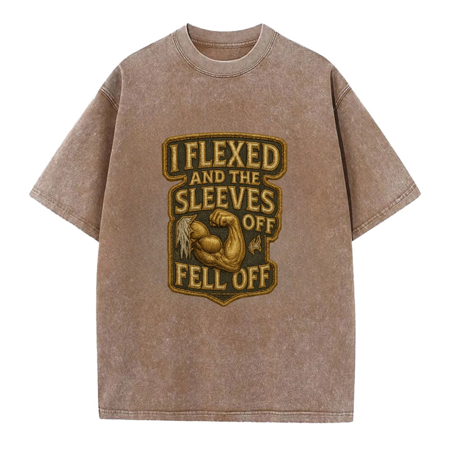 I Flexed and The Sleeves Fell Off  - Vintage T-shirt - Brown