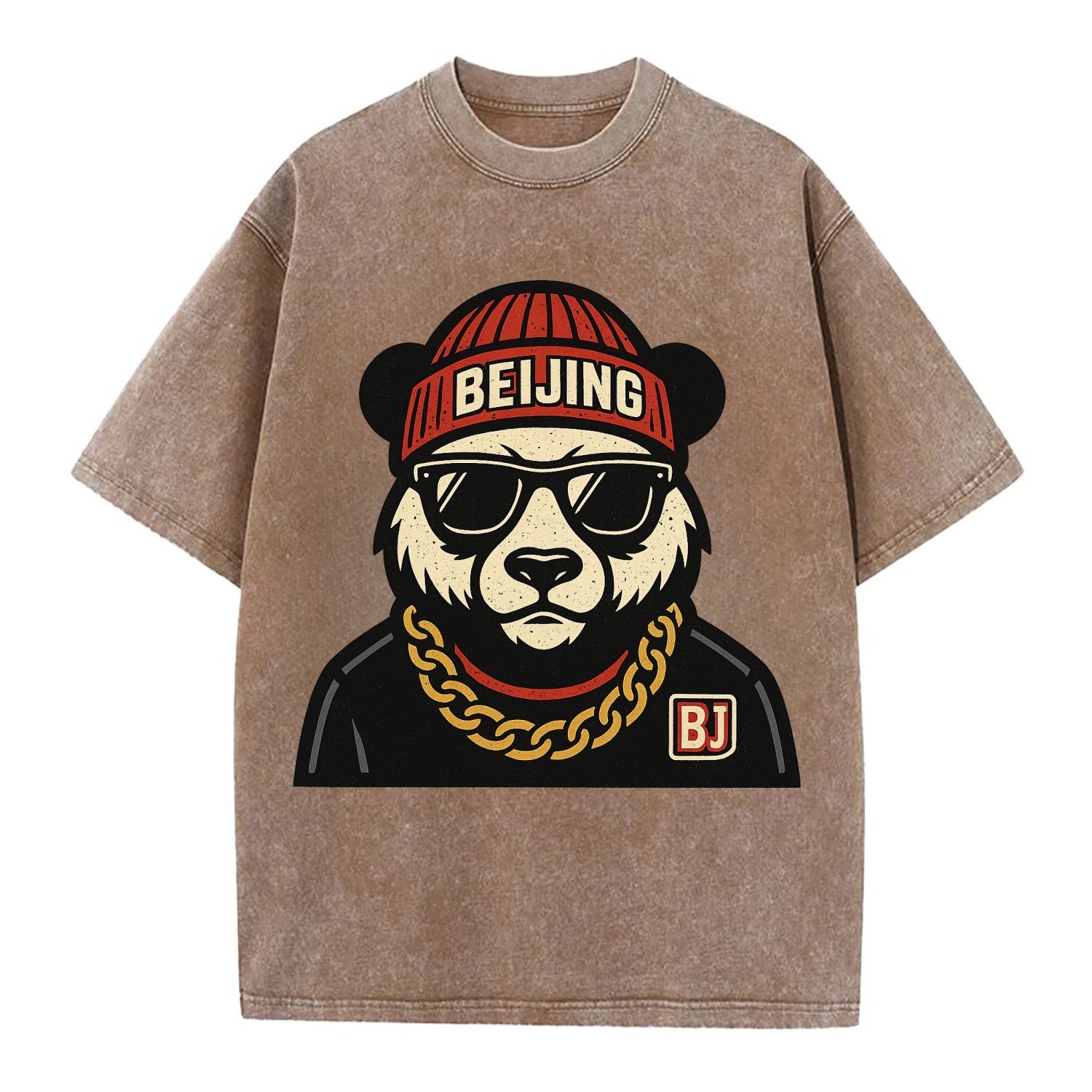 Beijing Panda - Vintage T-shirt - Brown