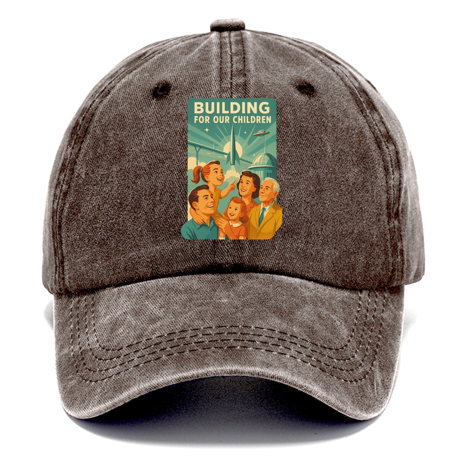Multiple generations celebrating progress together - "Building for Our Children" - - Classic Cap - Brown