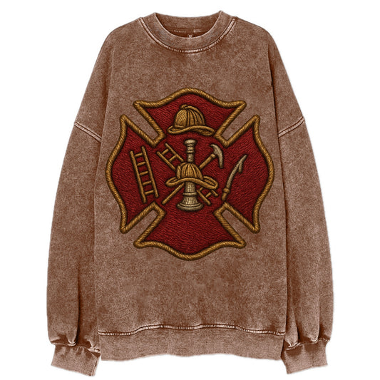 Maltese Cross  - Vintage Sweatshirt - Brown