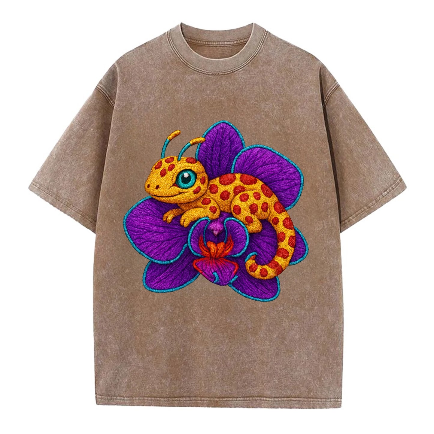 Leopard Orchid - Vintage T-shirt - Brown