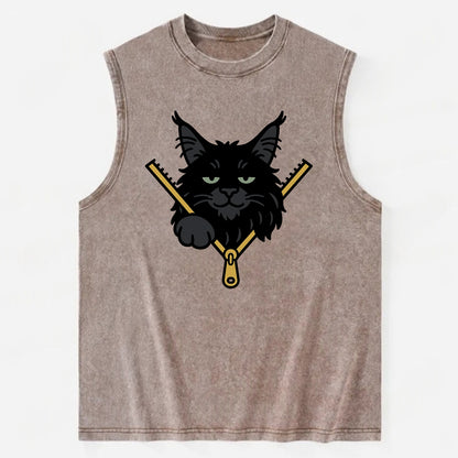 Black Maine Coon - Vintage Washed Tank - Brown